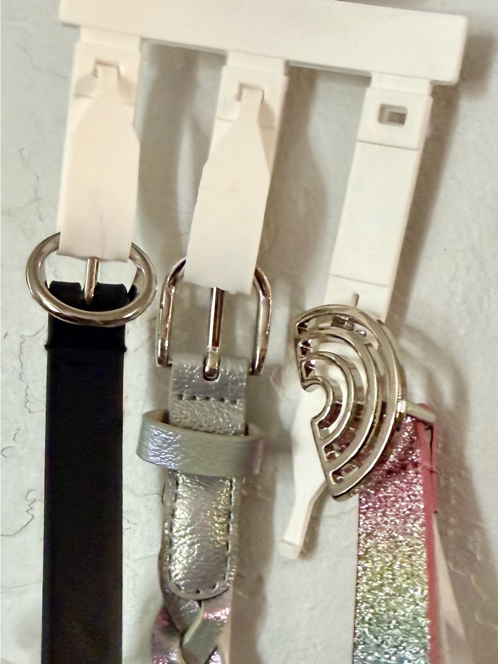 Cat & Jack Kids Belt Set - Black, Silver, Pink Glitter